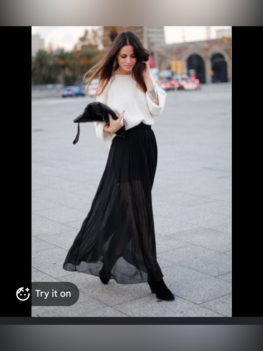 Zara Black wrinkled effect Midi Skirt